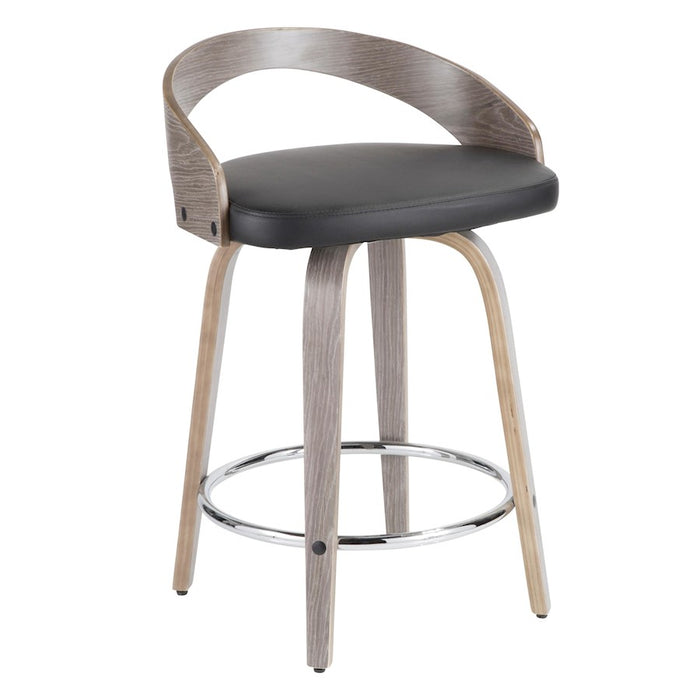 LumiSource Grotto 25" Counter Stool, Set/2, GY/BK/CH