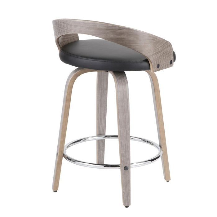 LumiSource Grotto 25" Counter Stool, Set/2, GY/BK/CH