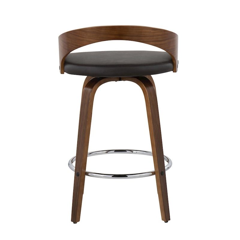 LumiSource Grotto 25" Counter Stool, Set of 2, Wal/Brown/Chrome