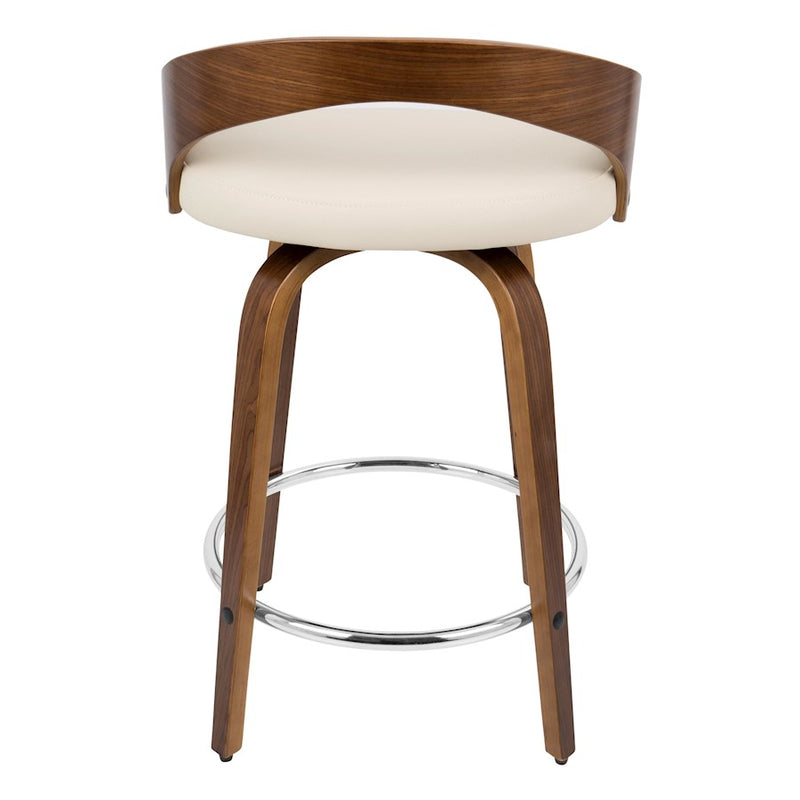 LumiSource Grotto 25" Counter Stool, Set of 2, Wal/Cream/Chrome