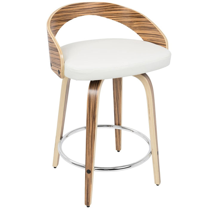 LumiSource Grotto 25" Counter Stool, Set of 2, Zebra/WH/Chrome