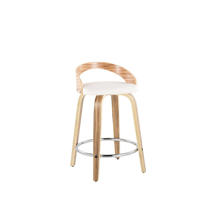 LumiSource Grotto 25" Counter Stool, Set of 2, Zebra/WH/Chrome