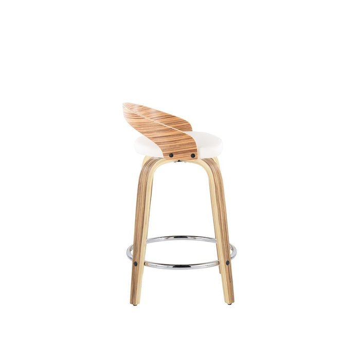 LumiSource Grotto 25" Counter Stool, Set of 2, Zebra/WH/Chrome