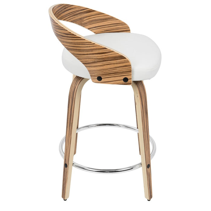 LumiSource Grotto 25" Counter Stool, Set of 2, Zebra/WH/Chrome