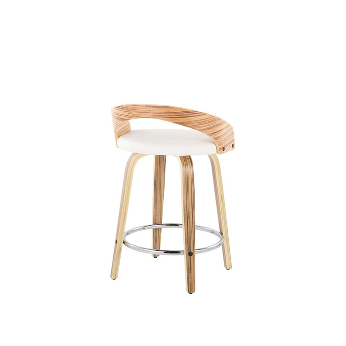 LumiSource Grotto 25" Counter Stool, Set of 2, Zebra/WH/Chrome