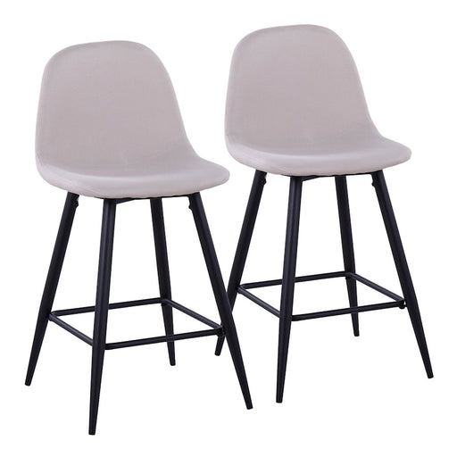 LumiSource Pebble Counter Stool, Set of 2, Black Metal/Beige - B24-PEBBKBG2