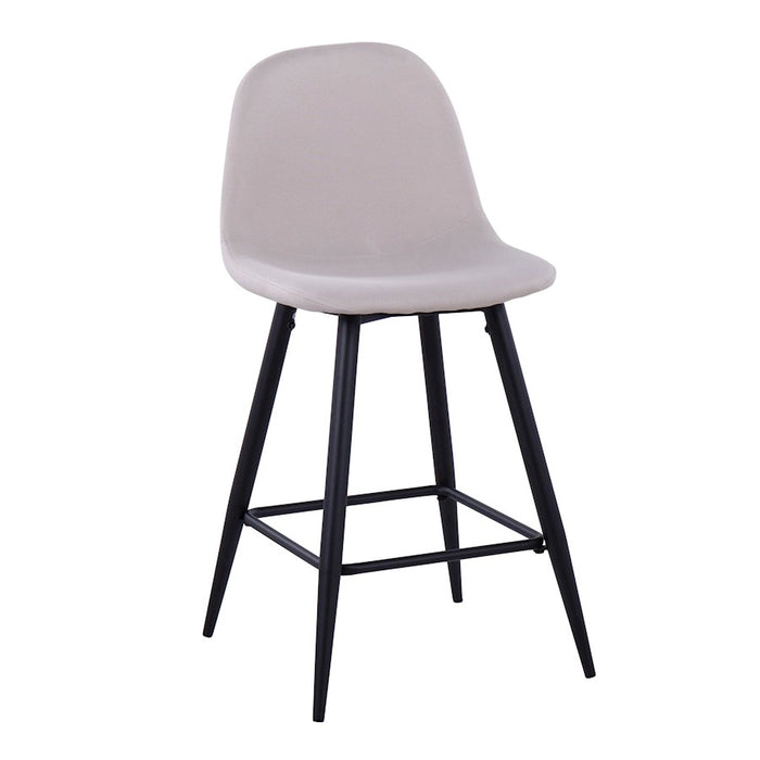 LumiSource Pebble Counter Stool, Set of 2, Black Metal/Beige