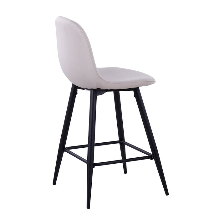 LumiSource Pebble Counter Stool, Set of 2, Black Metal/Beige