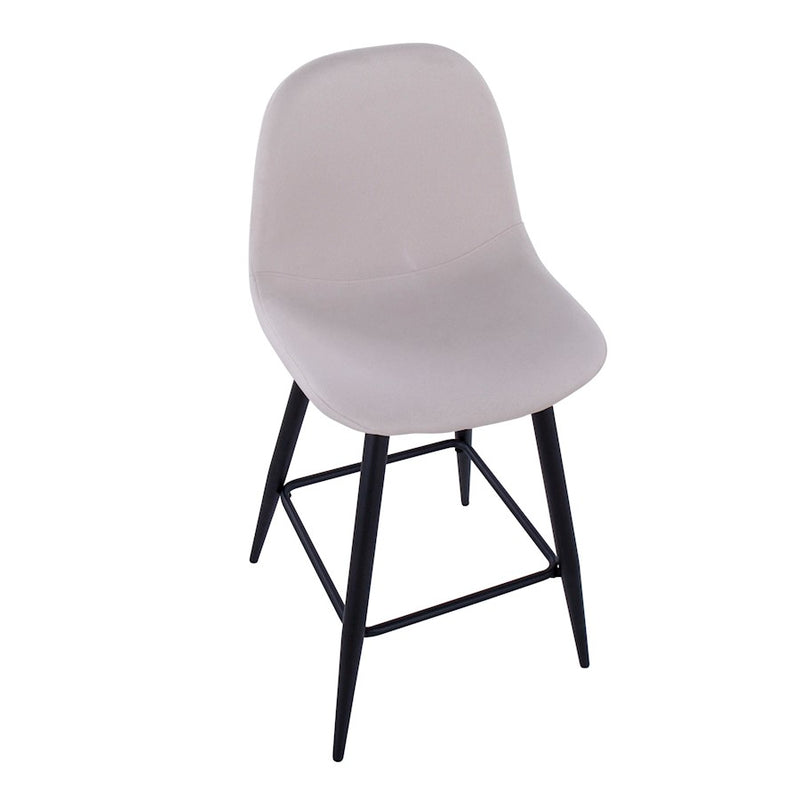 LumiSource Pebble Counter Stool, Set of 2, Black Metal/Beige