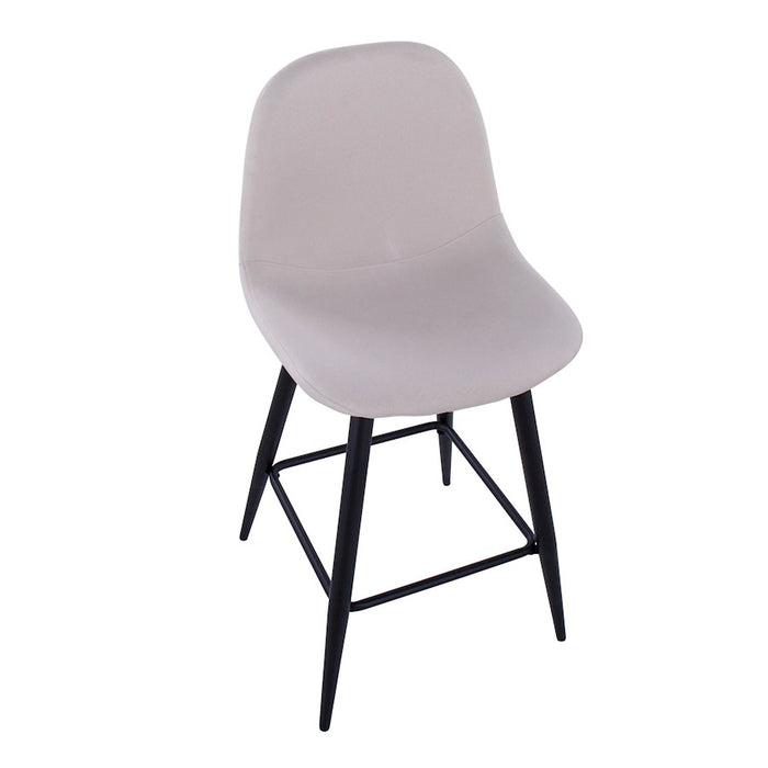 LumiSource Pebble Counter Stool, Set of 2, Black Metal/Beige