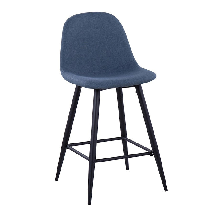 LumiSource Pebble Counter Stool, Set of 2, Black Metal/Blue