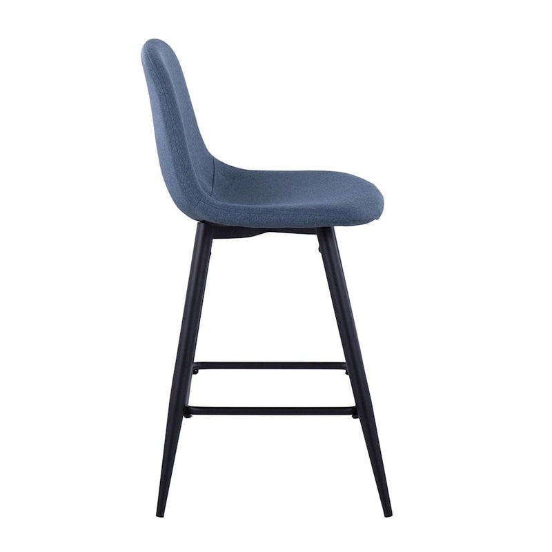 LumiSource Pebble Counter Stool, Set of 2, Black Metal/Blue