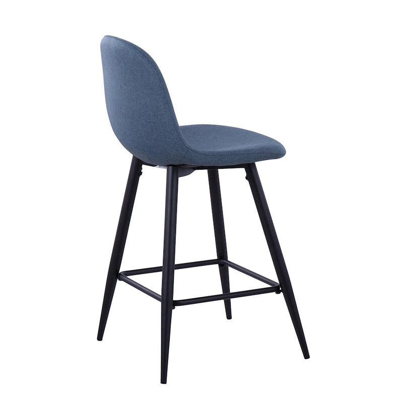 LumiSource Pebble Counter Stool, Set of 2, Black Metal/Blue