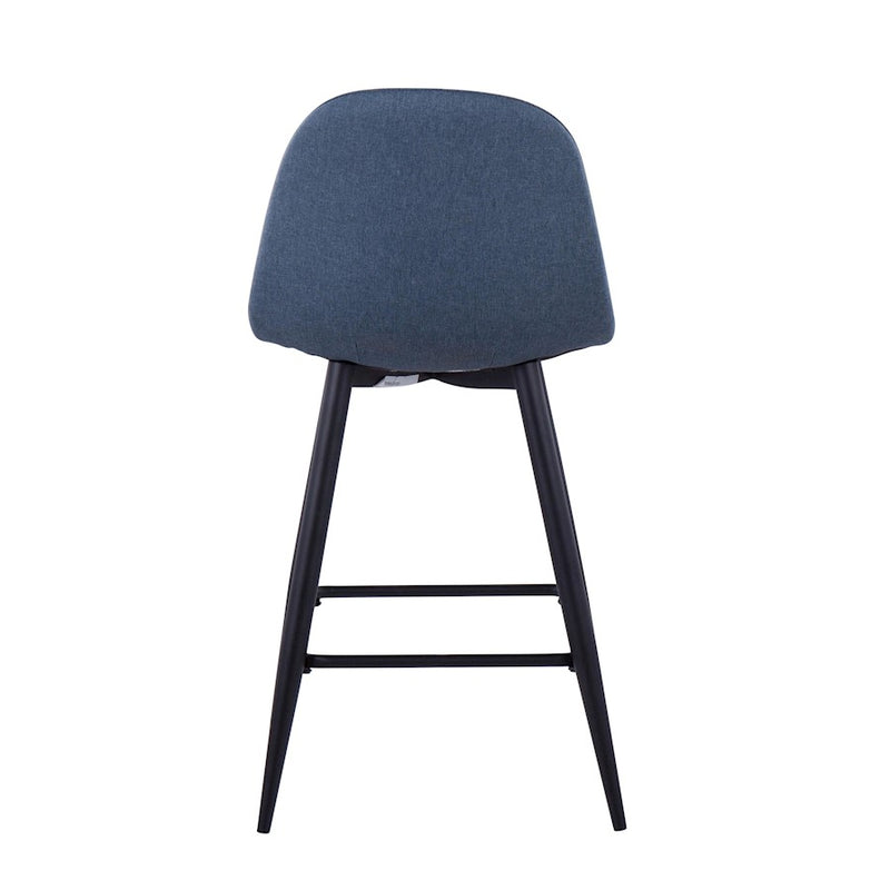 LumiSource Pebble Counter Stool, Set of 2, Black Metal/Blue