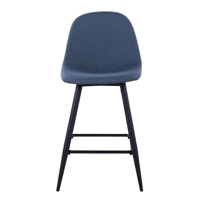 LumiSource Pebble Counter Stool, Set of 2, Black Metal/Blue