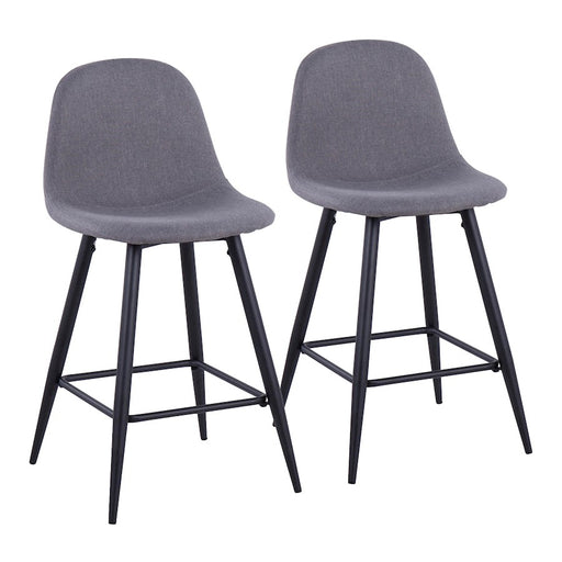 LumiSource Pebble Counter Stool, Set of 2, Black Metal/Charcoal - B24-PEBBKCHAR2