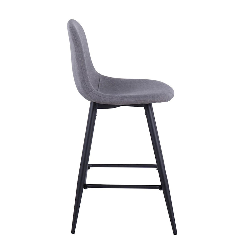 LumiSource Pebble Counter Stool, Set of 2, Black Metal/Charcoal