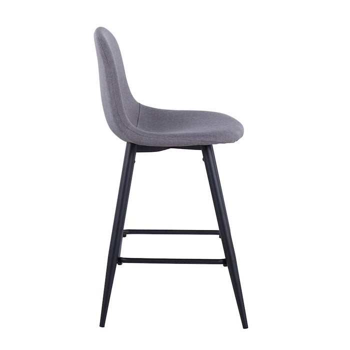 LumiSource Pebble Counter Stool, Set of 2, Black Metal/Charcoal