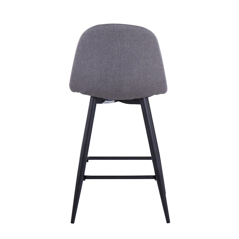 LumiSource Pebble Counter Stool, Set of 2, Black Metal/Charcoal