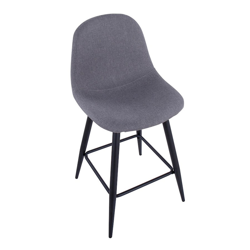 LumiSource Pebble Counter Stool, Set of 2, Black Metal/Charcoal