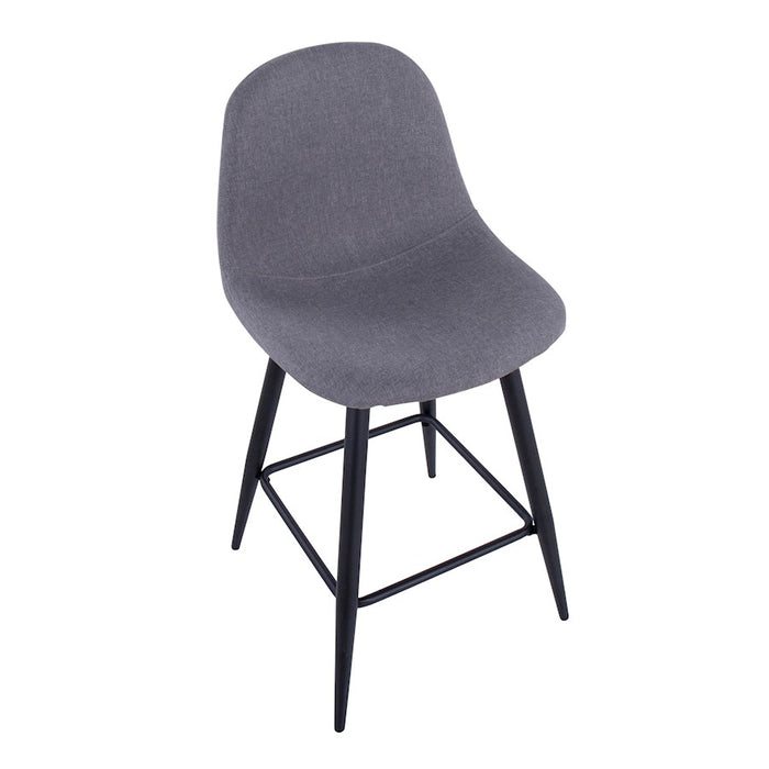 LumiSource Pebble Counter Stool, Set of 2, Black Metal/Charcoal