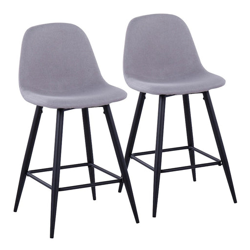 LumiSource Pebble Counter Stool, Set of 2, Black/Light Grey - B24-PEBBKLGY2