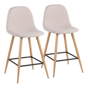 LumiSource Pebble Counter Stool, Set of 2, Natural/Beige Fabric - B24-PEBNABG2