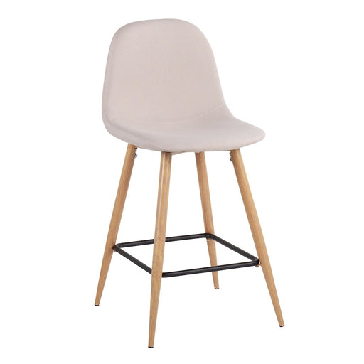 LumiSource Pebble Counter Stool, Set of 2, Natural/Beige Fabric