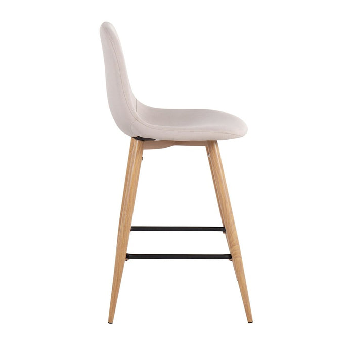 LumiSource Pebble Counter Stool, Set of 2, Natural/Beige Fabric
