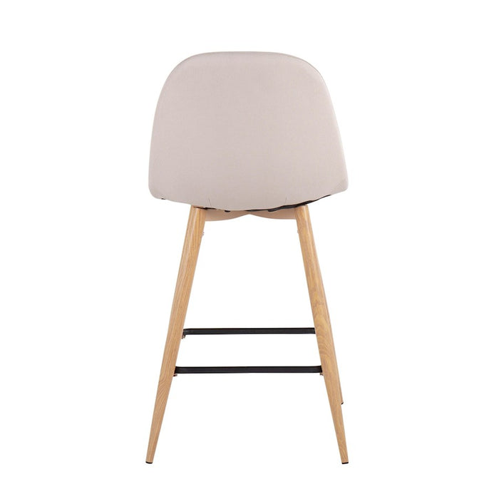 LumiSource Pebble Counter Stool, Set of 2, Natural/Beige Fabric