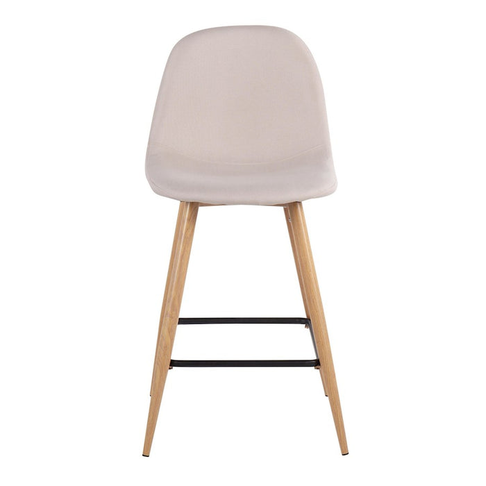 LumiSource Pebble Counter Stool, Set of 2, Natural/Beige Fabric
