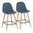 LumiSource Pebble Counter Stool, Set of 2, Natural/Blue Fabric - B24-PEBNABU2