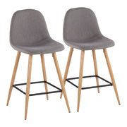 LumiSource Pebble Counter Stool, Set of 2, Natural/Charcoal - B24-PEBNACHAR2