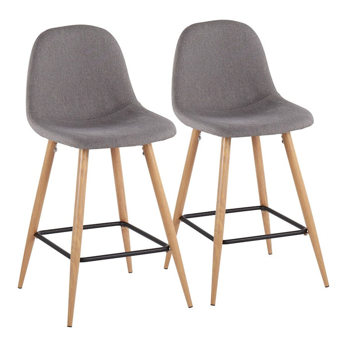 LumiSource Pebble Counter Stool, Set of 2, Natural/Charcoal - B24-PEBNACHAR2
