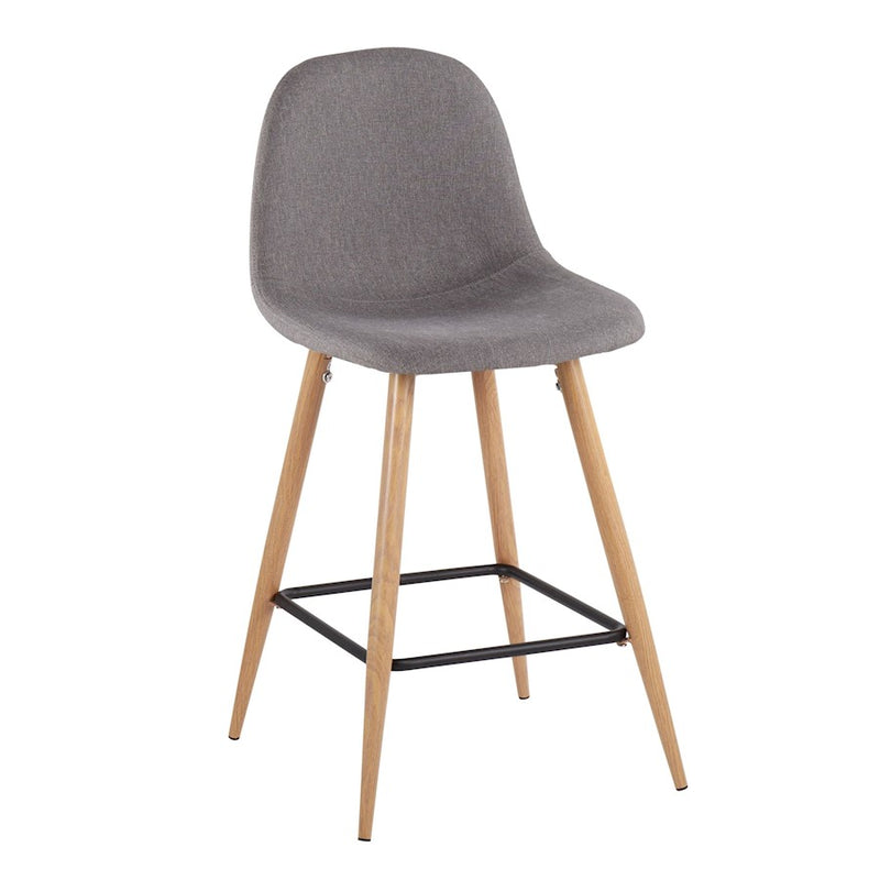 LumiSource Pebble Counter Stool, Set of 2, Natural/Charcoal