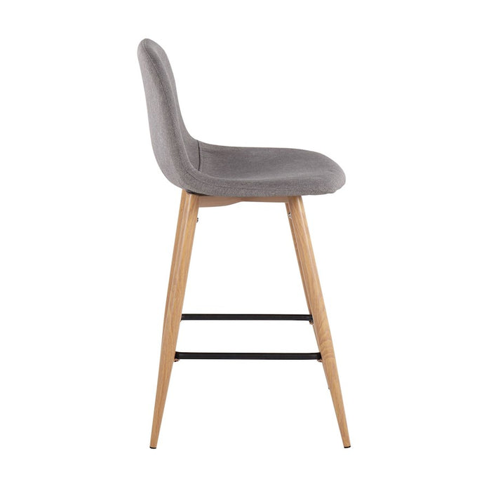 LumiSource Pebble Counter Stool, Set of 2, Natural/Charcoal