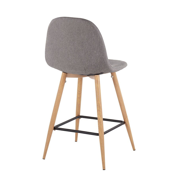 LumiSource Pebble Counter Stool, Set of 2, Natural/Charcoal