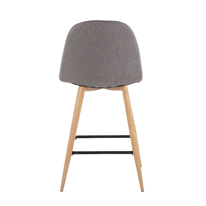 LumiSource Pebble Counter Stool, Set of 2, Natural/Charcoal