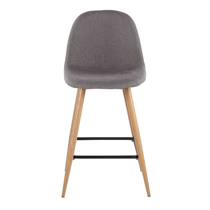 LumiSource Pebble Counter Stool, Set of 2, Natural/Charcoal
