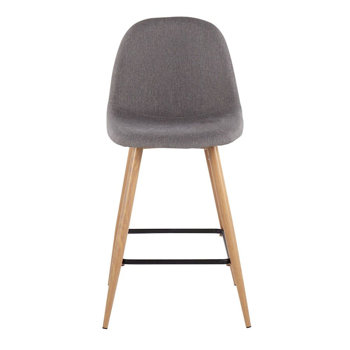 LumiSource Pebble Counter Stool, Set of 2, Natural/Charcoal
