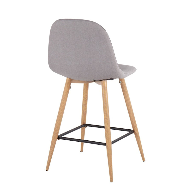 LumiSource Pebble Counter Stool, Set of 2, Natural/Light Grey