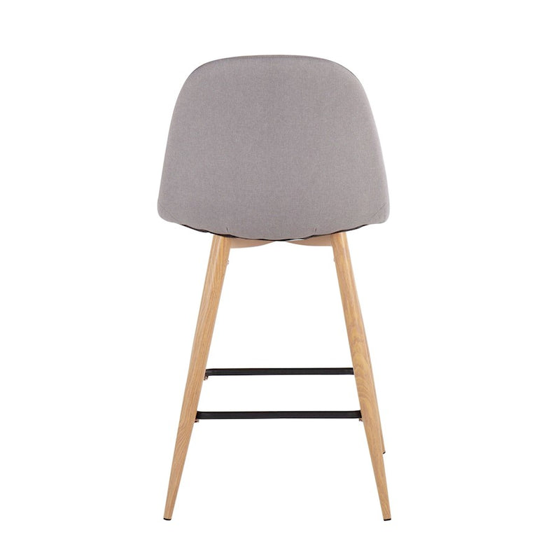 LumiSource Pebble Counter Stool, Set of 2, Natural/Light Grey