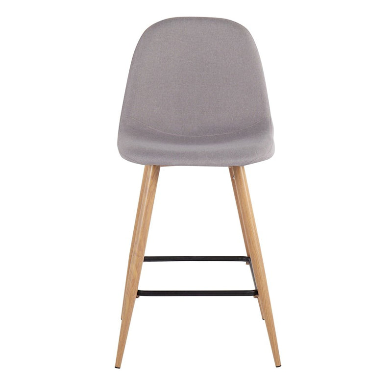 LumiSource Pebble Counter Stool, Set of 2, Natural/Light Grey