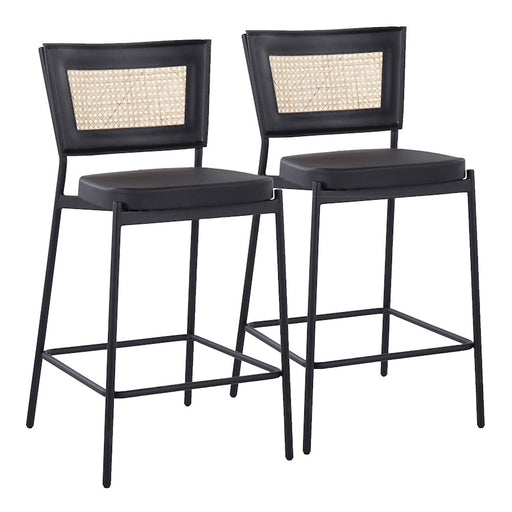 LumiSource Tania Rattan Counter Stool, Set/2, Black/Rattan - B24-RTNTANIABKBK2