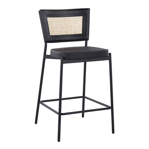 LumiSource Tania Rattan Counter Stool, Set/2, Black/Rattan