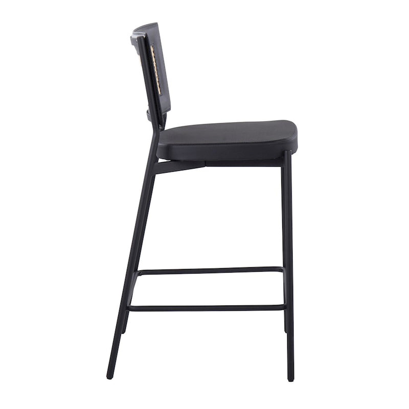 LumiSource Tania Rattan Counter Stool, Set/2, Black/Rattan