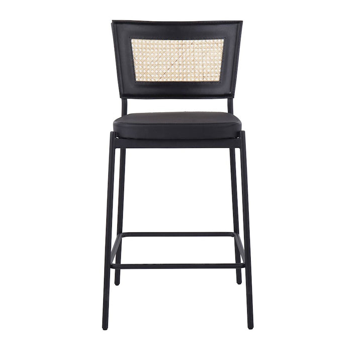 LumiSource Tania Rattan Counter Stool, Set/2, Black/Rattan
