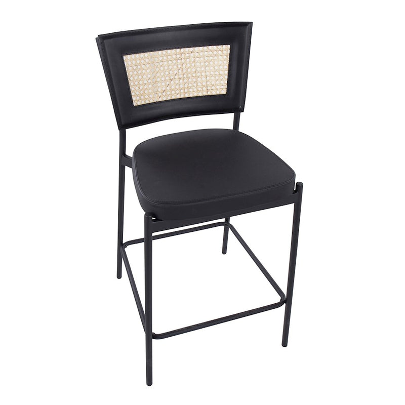 LumiSource Tania Rattan Counter Stool, Set/2, Black/Rattan