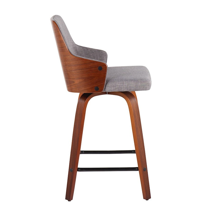 LumiSource Stella Counter Stool, Set of 2, Walnut/Grey/Black