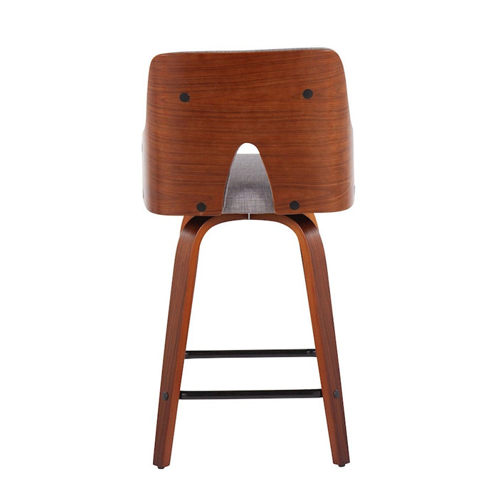LumiSource Stella Counter Stool, Set of 2, Walnut/Grey/Black